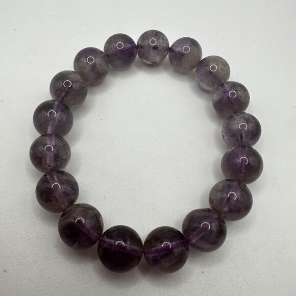 12.5mm Natural Purple Rabbit Hair Rutilated Quartz beaded stretch bracelet! - Picture 8 of 10